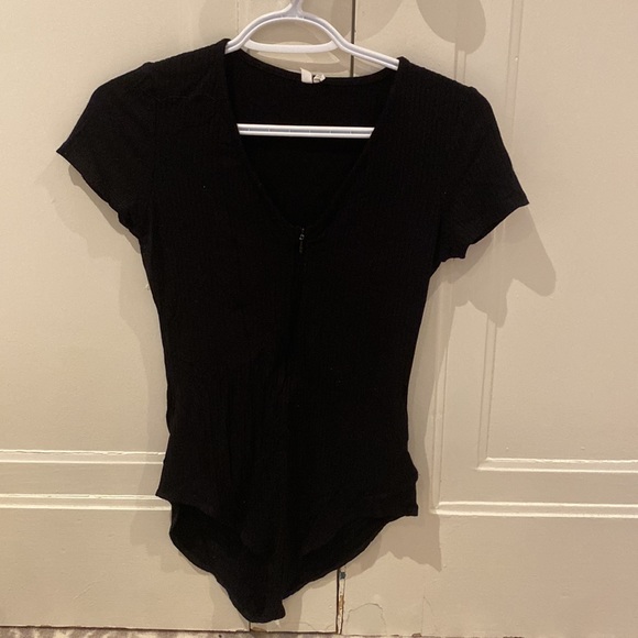 Out from Under Black Zip-Up Bodysuit - Picture 1 of 3